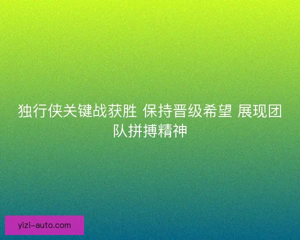 独行侠关键战获胜 保持晋级希望 展现团队拼搏精神
