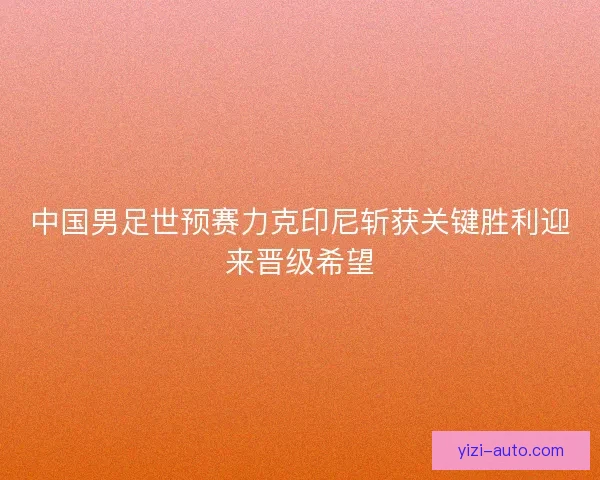 中国男足世预赛力克印尼斩获关键胜利迎来晋级希望