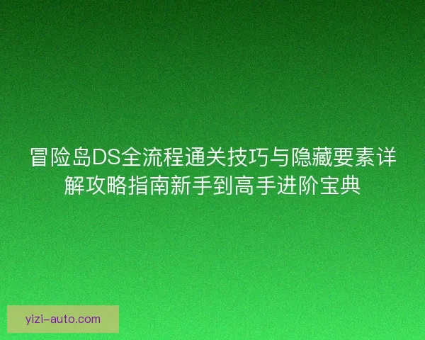 冒险岛DS全流程通关技巧与隐藏要素详解攻略指南新手到高手进阶宝典